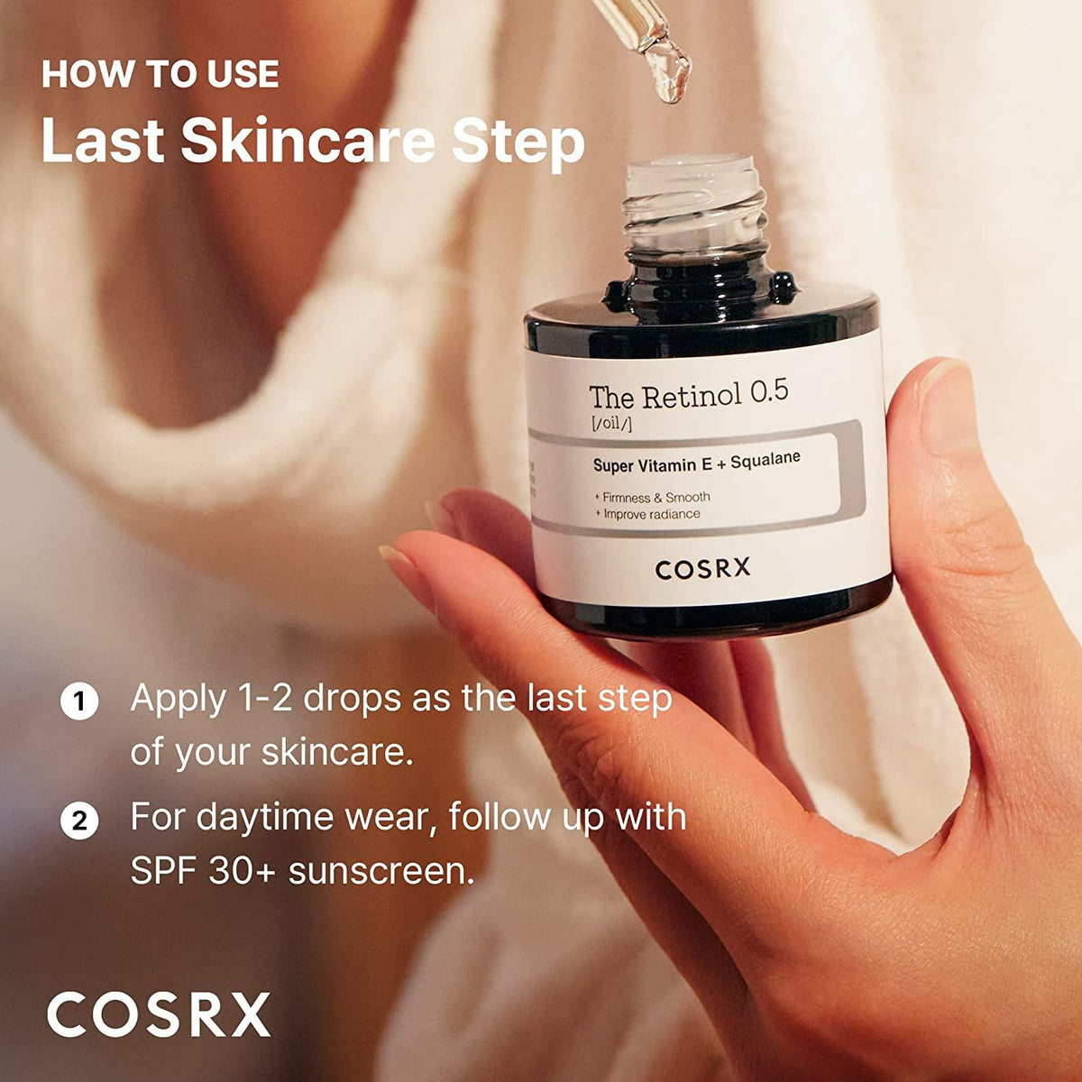 COSRX The Retinol 0.5 Oil with Super Vitamin E + Squalane