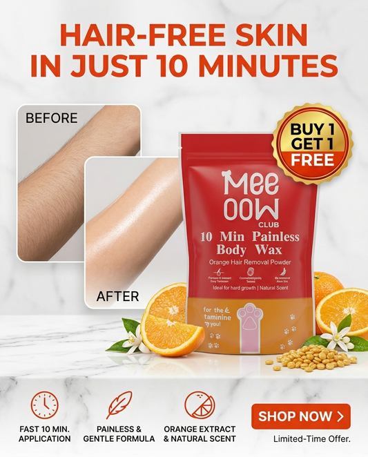Meeoow Club 10-minute painless orange body wax powder - 100g ( Buy 1 Get 1 Free )