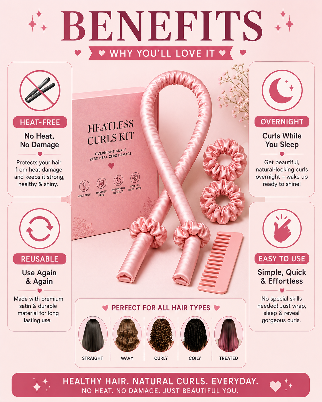 Heatless Silk Hair Curling Set