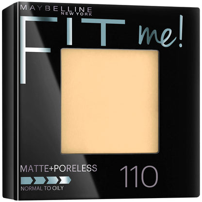 Maybelline Fit Me Matte + Poreless Powder 110 Porcelain compact for shine-free, smooth skin