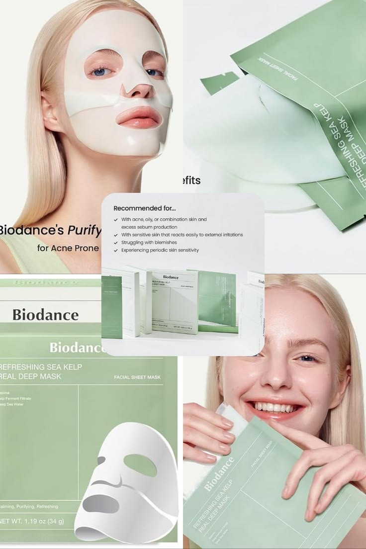 Biodance refreshing sea kelp mask ( 4x sheet Masks )
