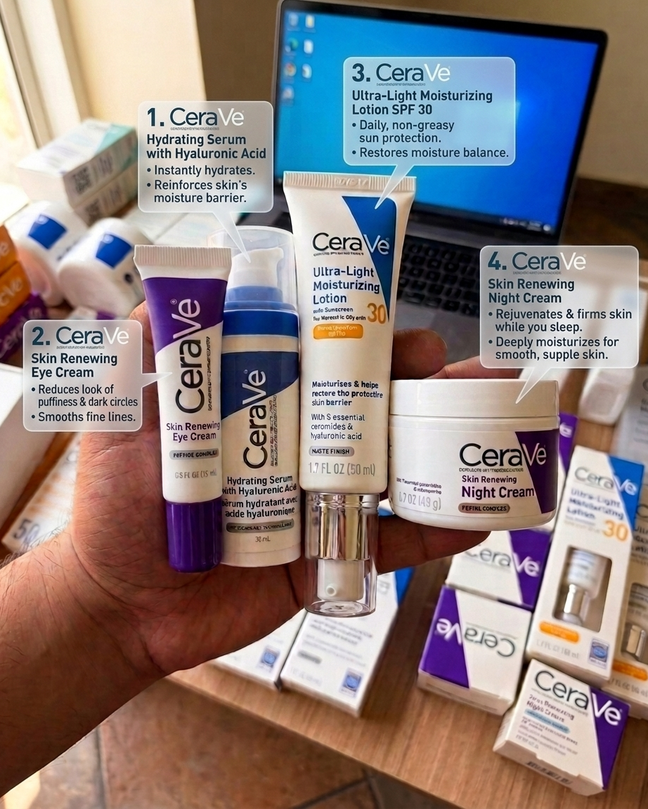 CeraVe 4-in-1 Anti-Aging Routine Set – 100% Authentic