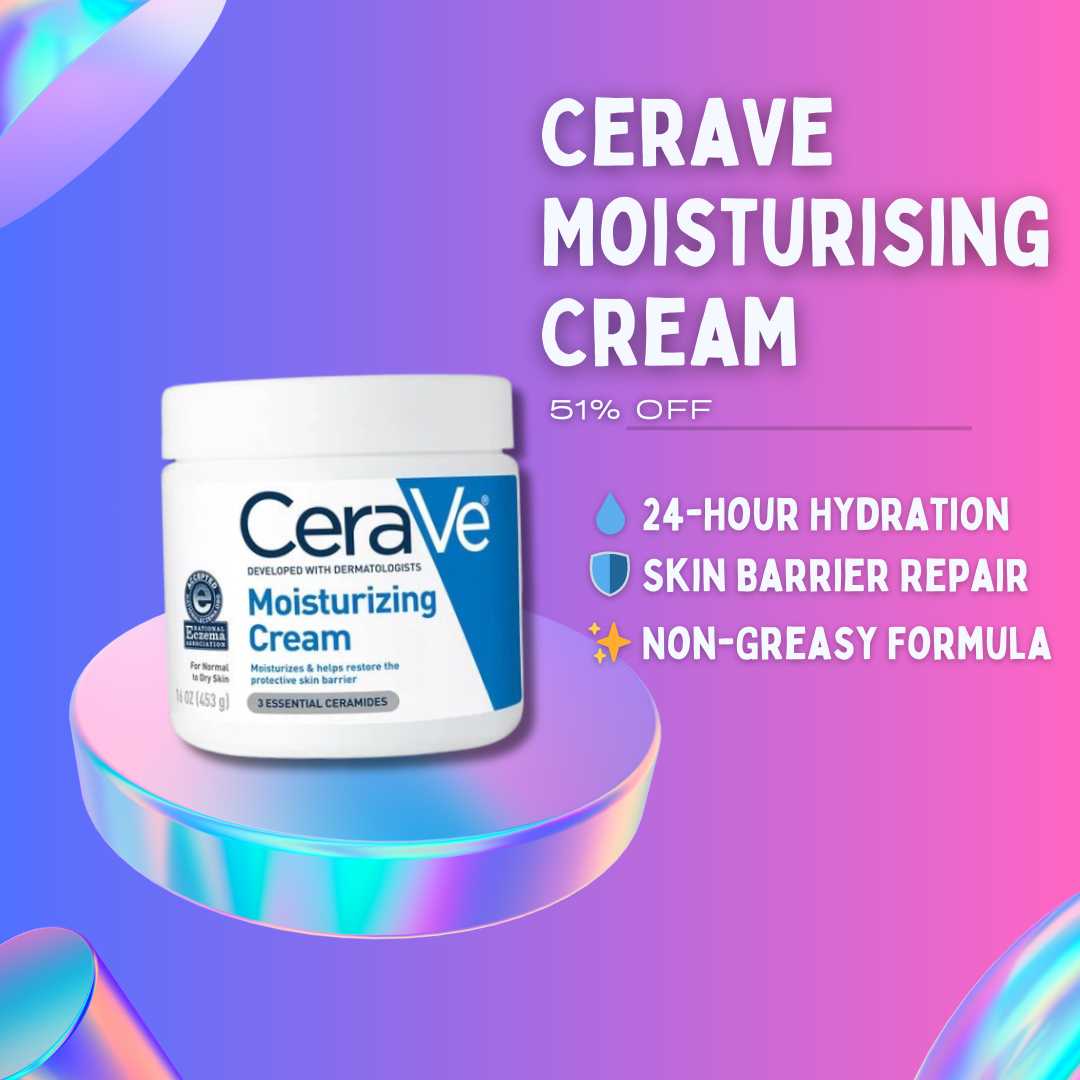 CeraVe Moisturising Cream 340g jar for long-lasting hydration and skin barrier repair