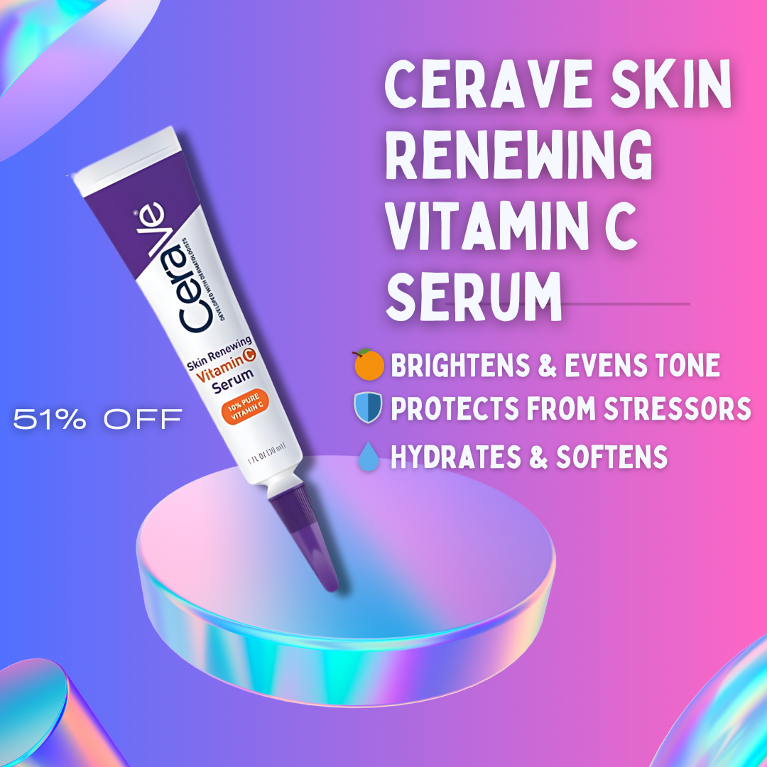 CeraVe Skin Renewing Vitamin C Serum bottle with brightening and hydrating benefits for radiant skin