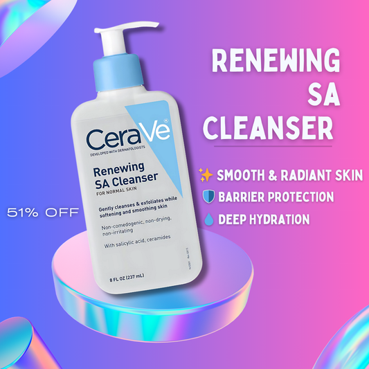 CeraVe Renewing SA Cleanser bottle for gentle exfoliation and hydration