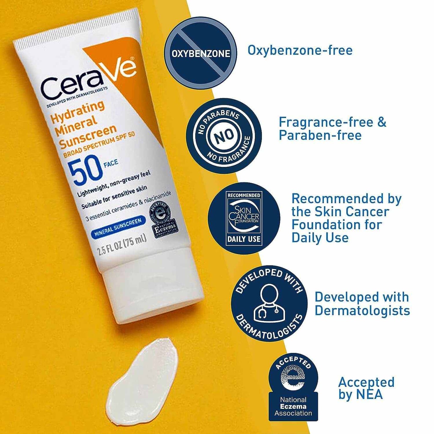 CeraVe | 100% Mineral Hydrating Sunscreen SPF 50 | 75ml / 2.5oz - Buy Now Pakistan