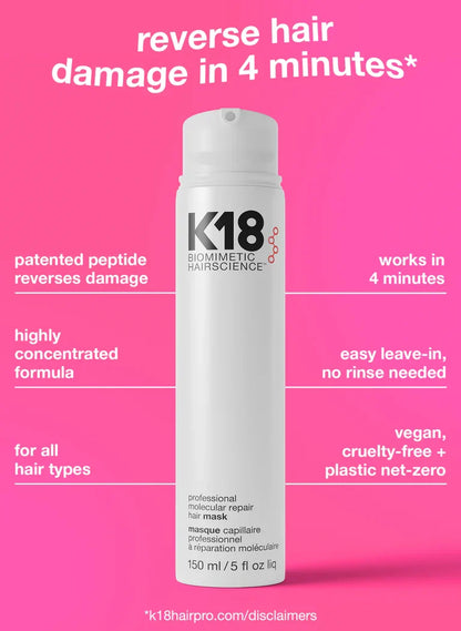 k18 biomimetic hairscience professional molecular repair hair mask - 150 ml
