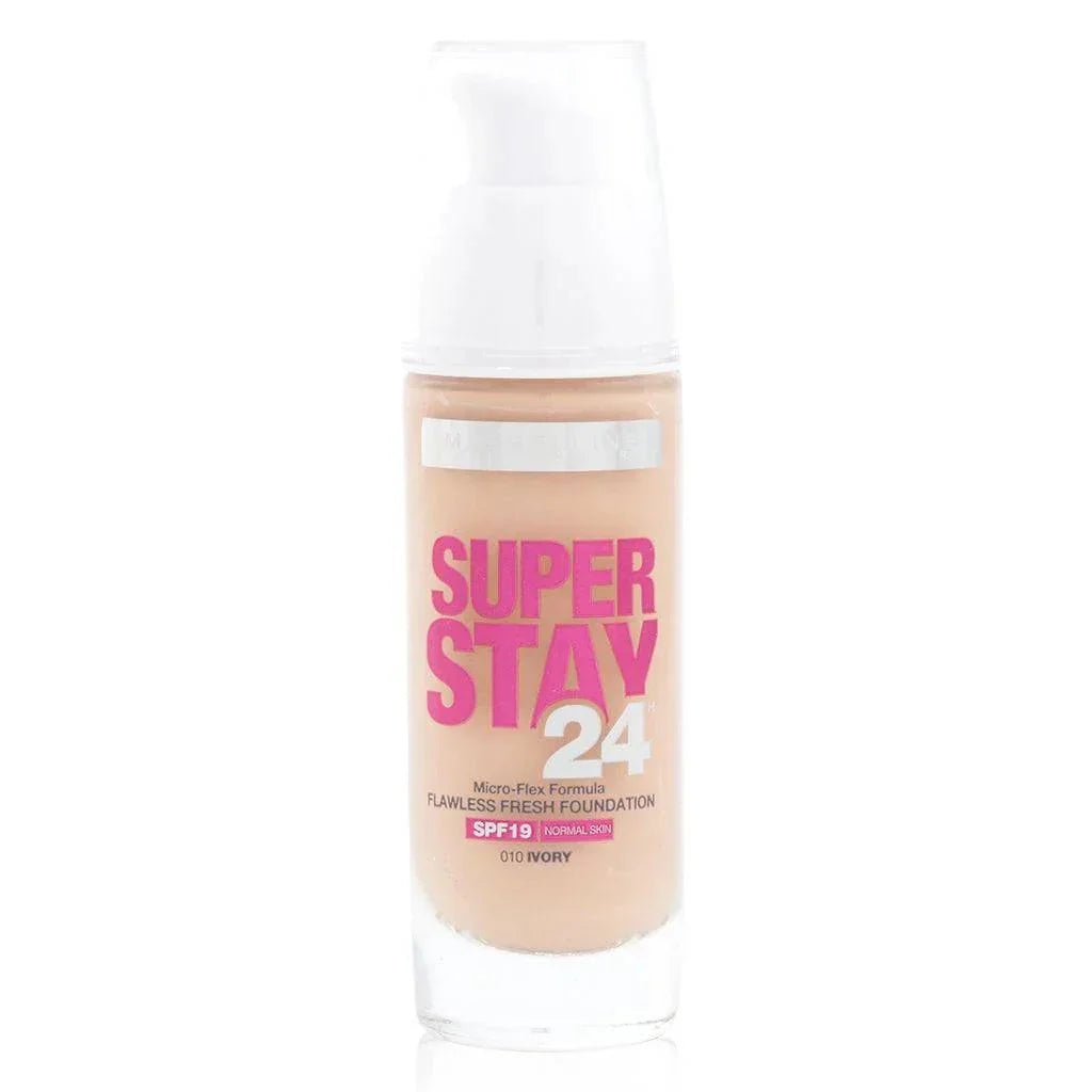 Maybelline Superstay 24H full coverage foundation with SPF 19 for all-day flawless skin