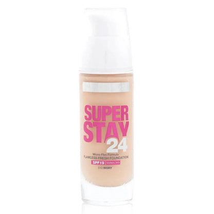 Maybelline Superstay 24H full coverage foundation with SPF 19 for all-day flawless skin