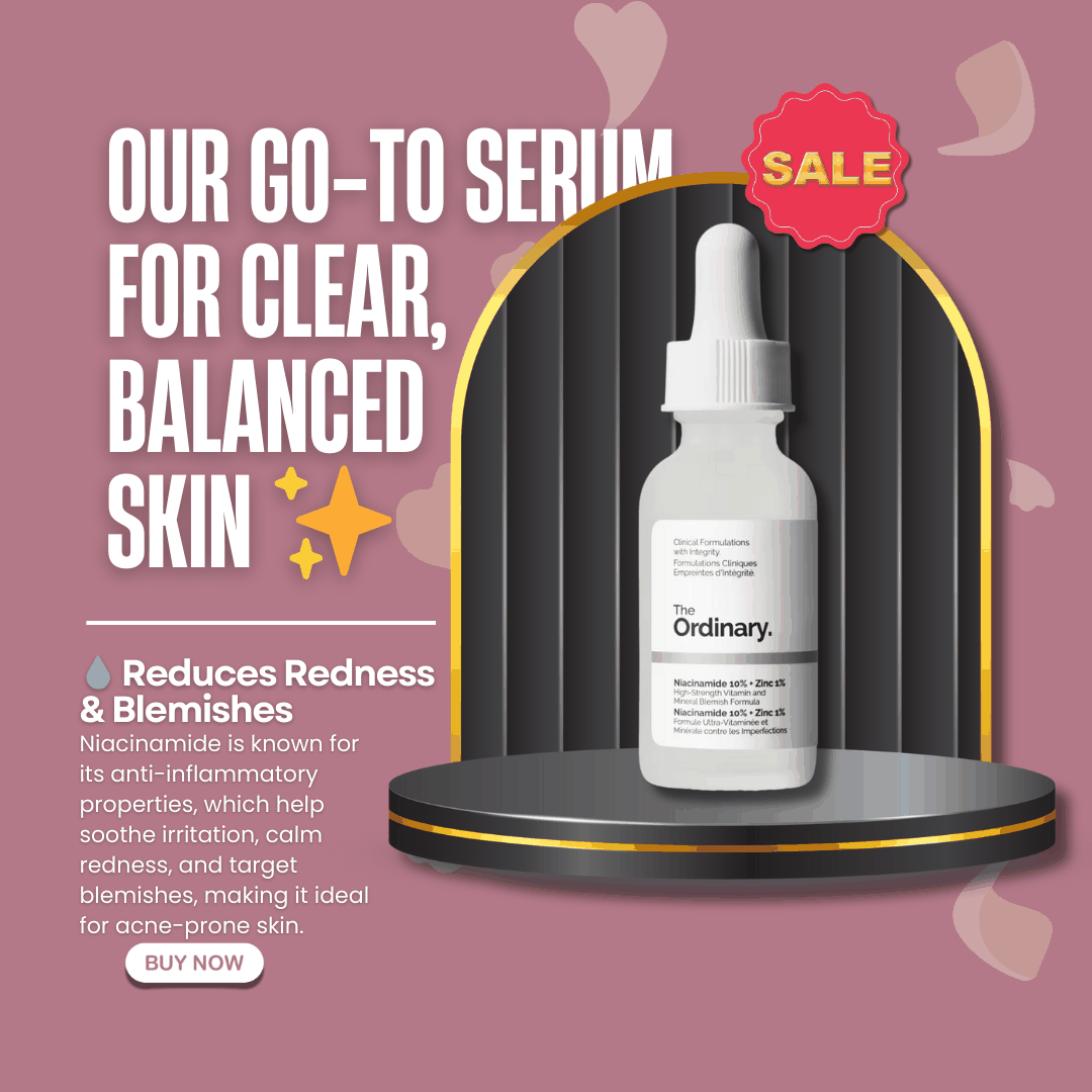 The Ordinary Niacinamide 10% + Zinc 1% serum bottle on white background