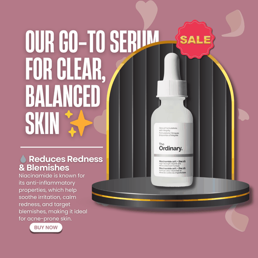 The Ordinary Niacinamide 10% + Zinc 1% serum bottle on white background