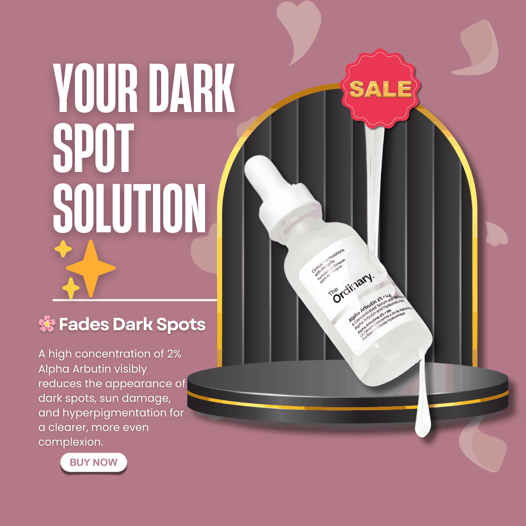 The Ordinary Alpha Arbutin 2% + HA serum bottle for brightening and hydrating skin