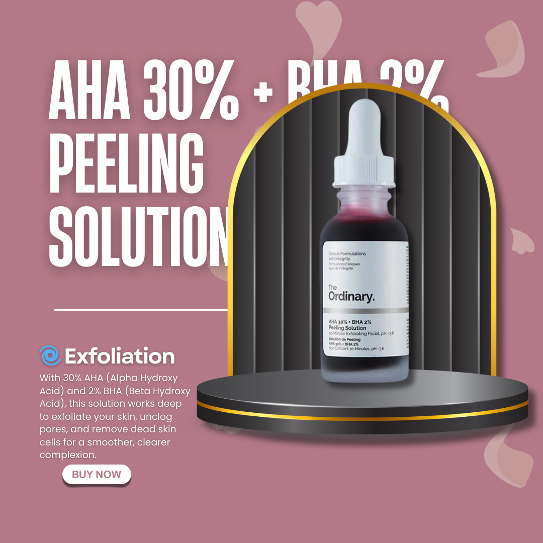 The Ordinary AHA 30% + BHA 2% Peeling Solution bottle for exfoliating and brightening skin