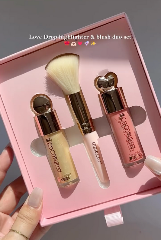 Kevin & Coco Liquid Highlighter, liquid blush and Brush Set