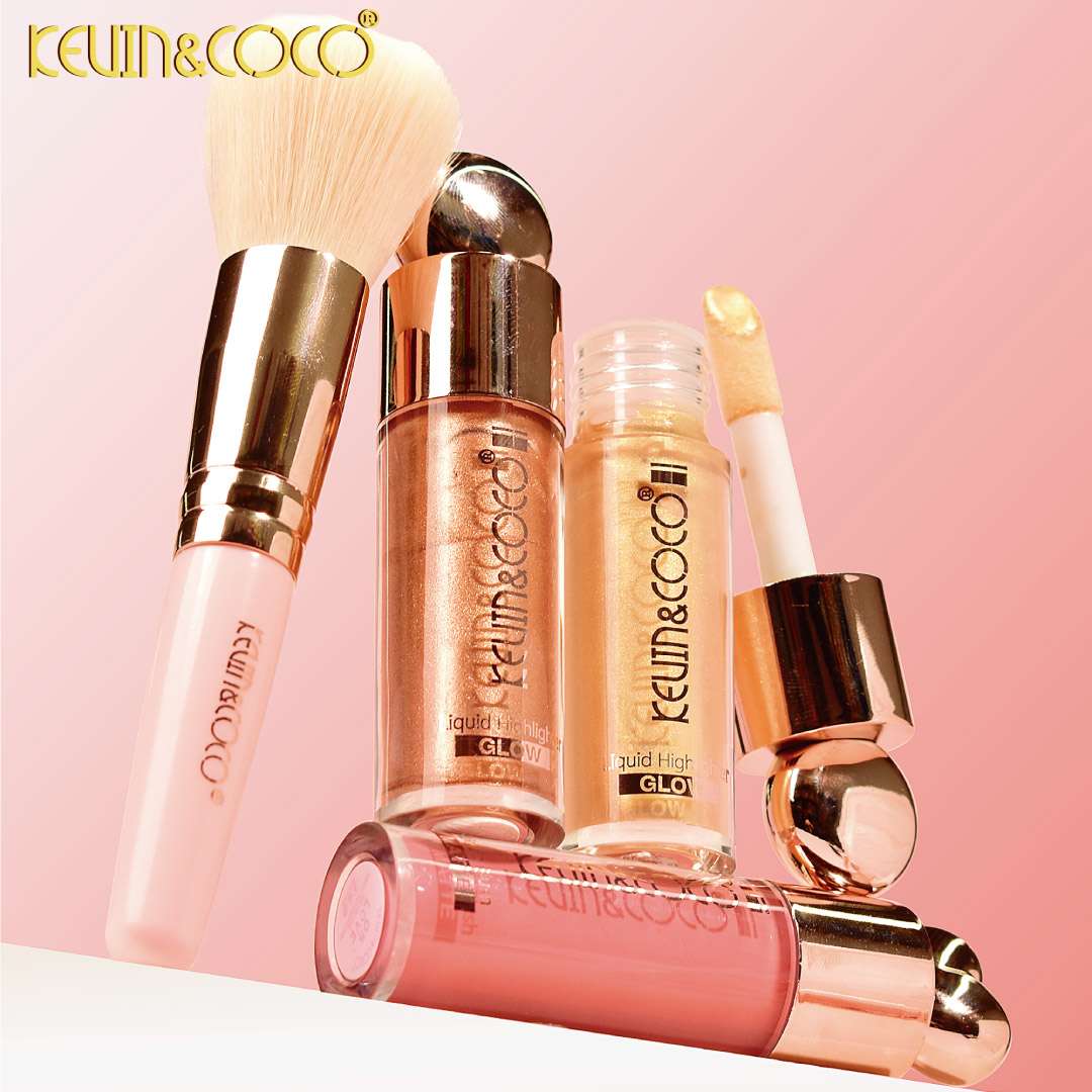 Kevin & Coco Liquid Highlighter, liquid blush and Brush Set