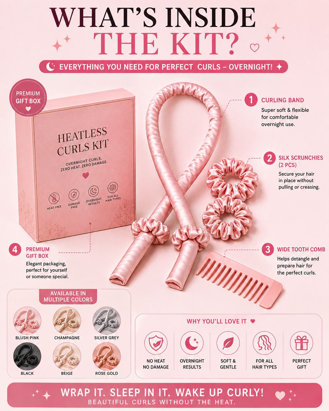 Heatless Silk Hair Curling Set