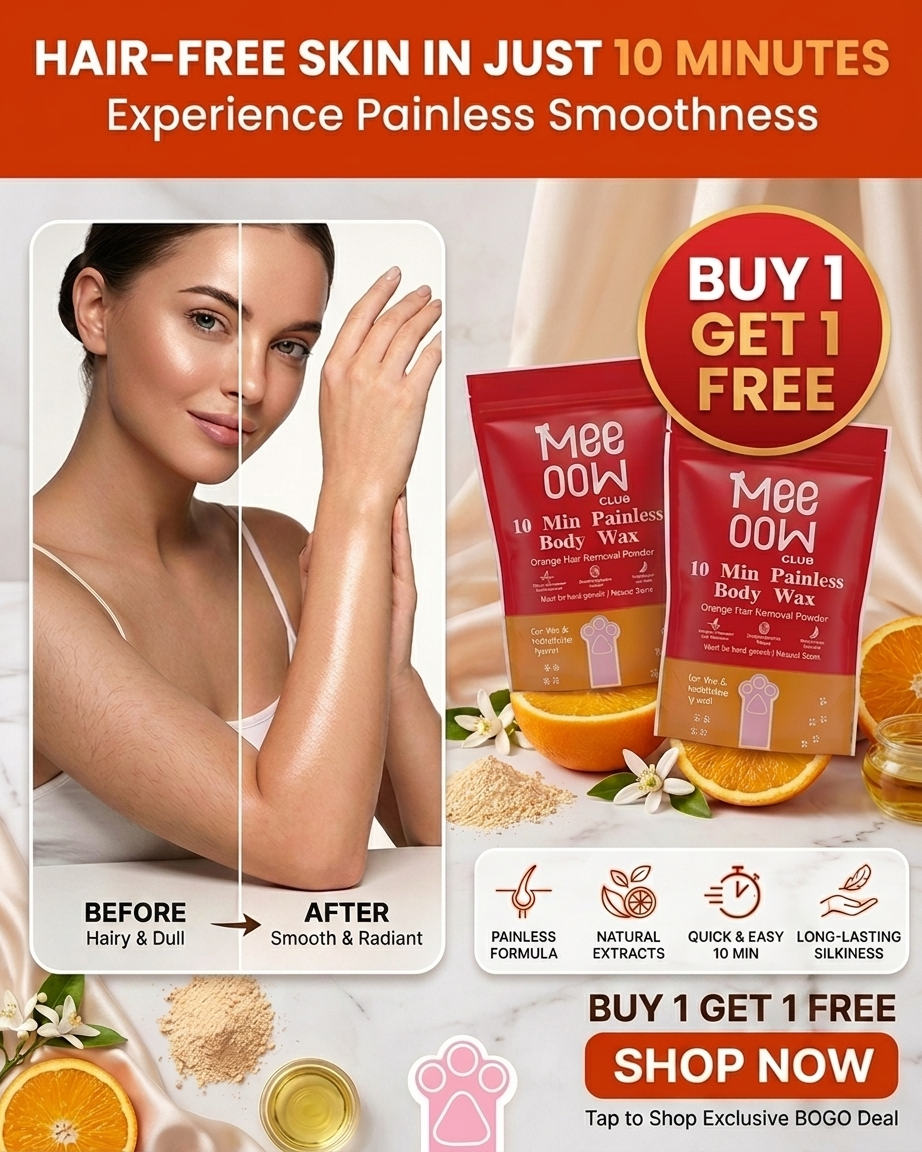 Meeoow Club 10-minute painless orange body wax powder - 100g   ( Buy 1 Get 1 Free )