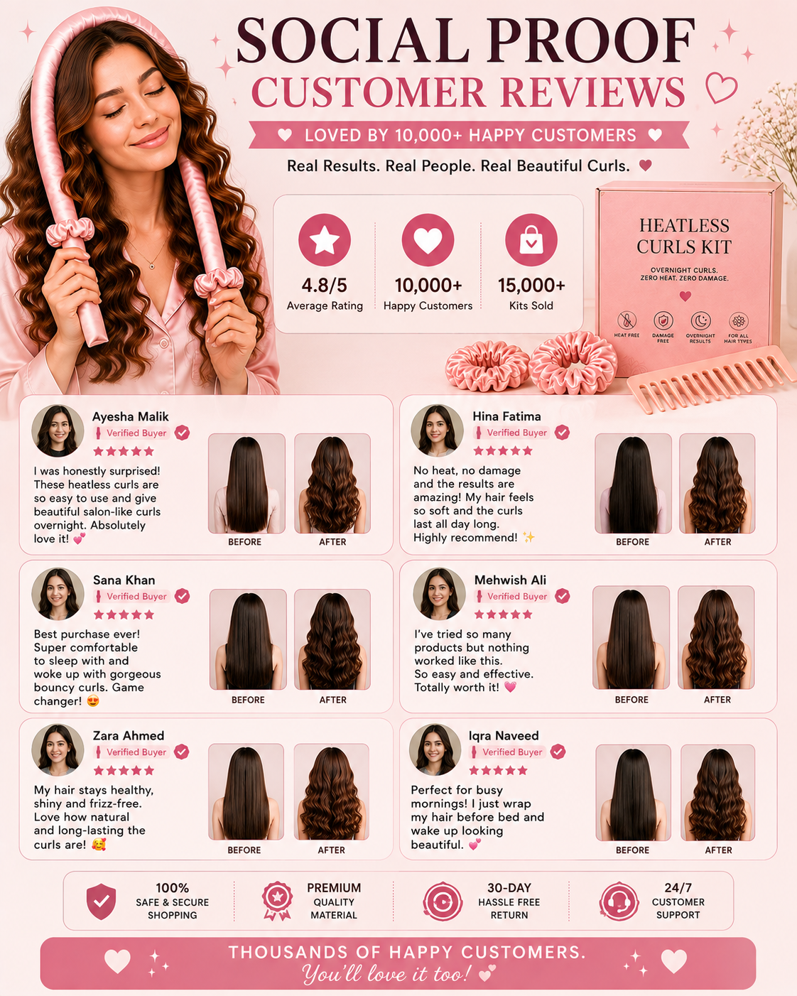 Heatless Silk Hair Curling Set