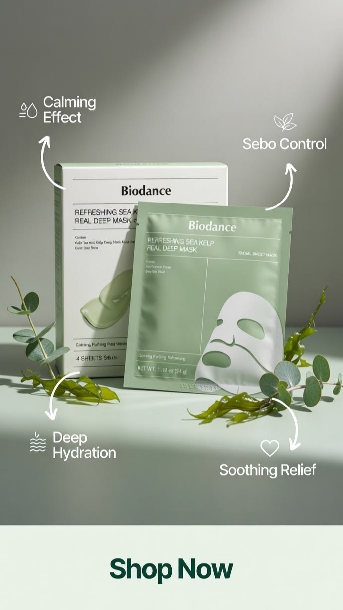 Biodance refreshing sea kelp mask ( 4x sheet Masks )