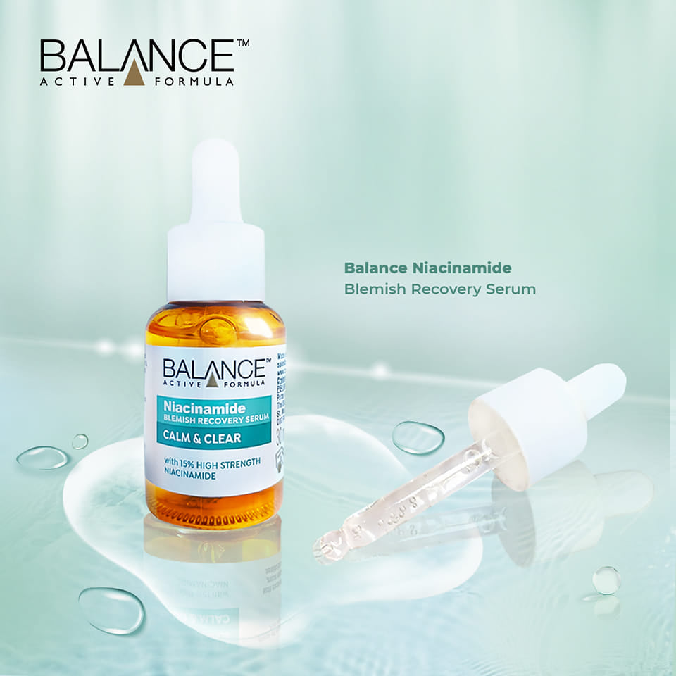 Balance Active Formula Niacinamide Serum 30ml bottle for blemish recovery and improved skin tone
